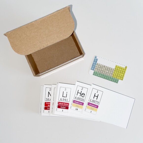 118 Chemical Elements Flash Cards with Bullet Dotted Journal Style Background - Picture 1 of 2